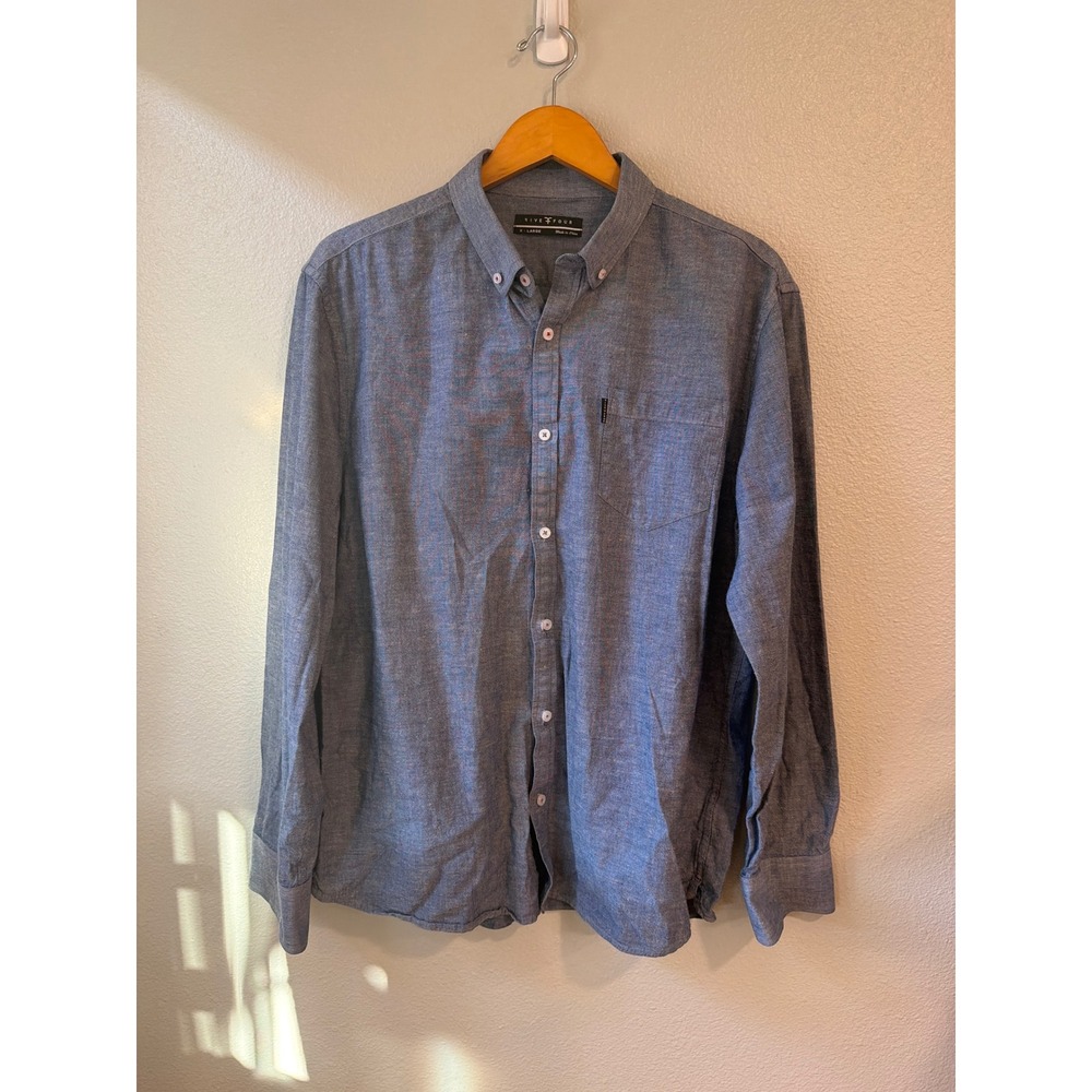 Five Four Button Down Shirt Mens XL Blue Speckled Nep Long Sleeve Cotton